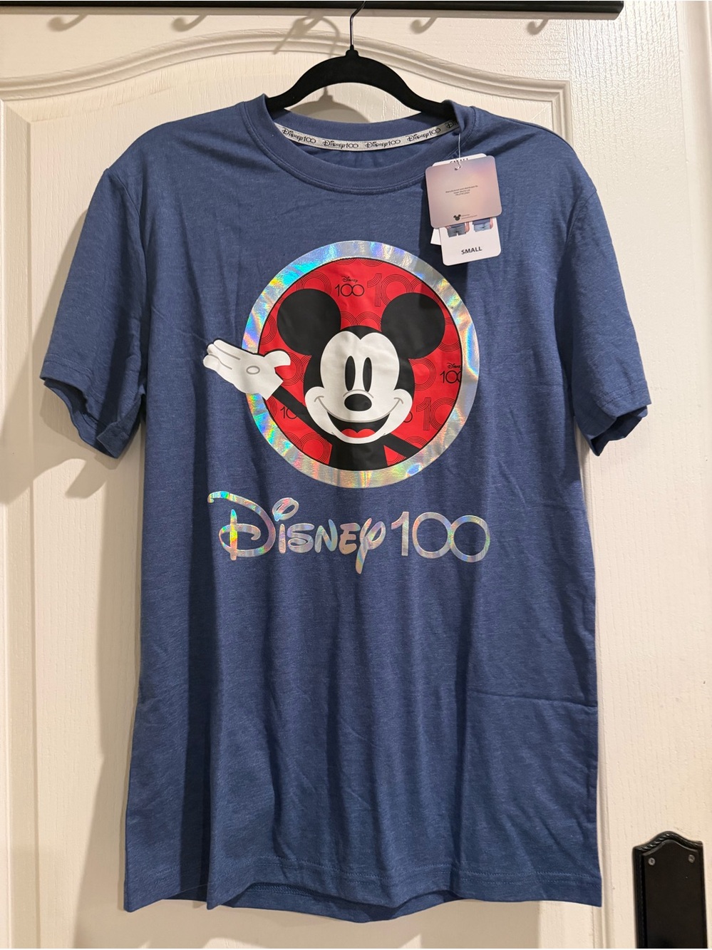 Disney Blue Mickey Mouse Holographic Logo Tee